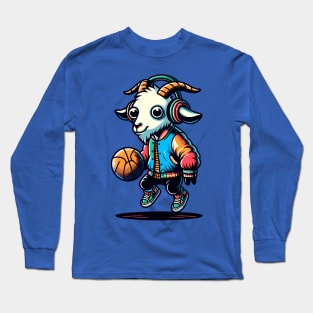 fun goat basketball Long Sleeve T-Shirt